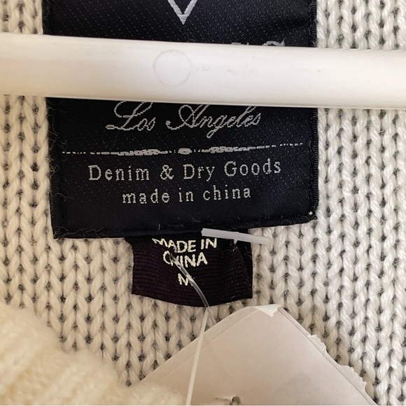 Guess Los Angeles Cream Full Zip Sweater Cardigan Side Zip Size M Cotton Blend - Picture 3 of 6